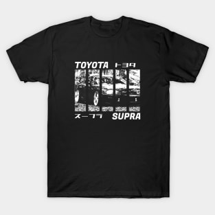 TOYOTA SUPRA MK4 Black 'N White 3 (Black Version) T-Shirt